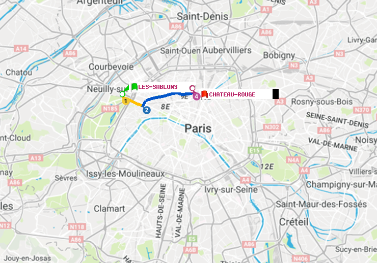 plan itinéraire ratp de Les Sablons (Jardin d
