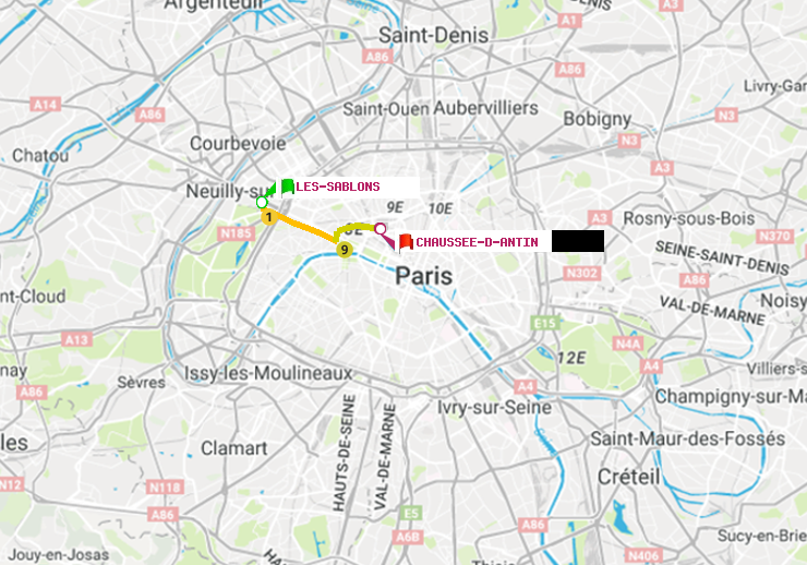 plan itinéraire ratp de Les Sablons (Jardin d