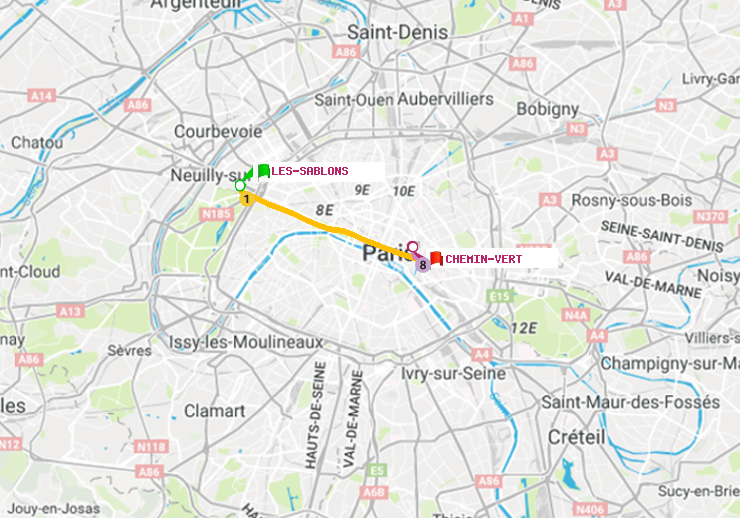 plan itinéraire ratp de Les Sablons (Jardin d