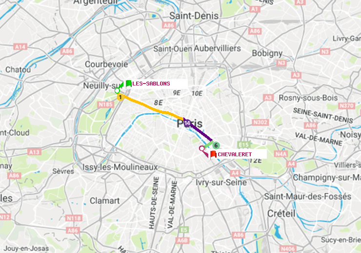 plan itinéraire ratp de Les Sablons (Jardin d