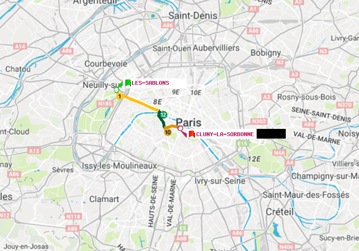 plan itinéraire ratp de Les Sablons (Jardin d