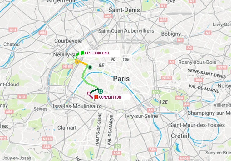 plan itinéraire ratp de Les Sablons (Jardin d