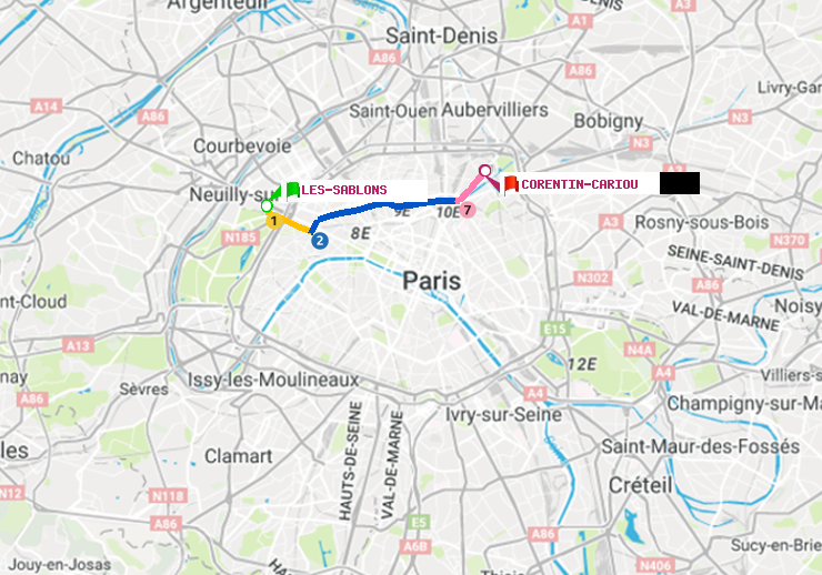 plan itinéraire ratp de Les Sablons (Jardin d