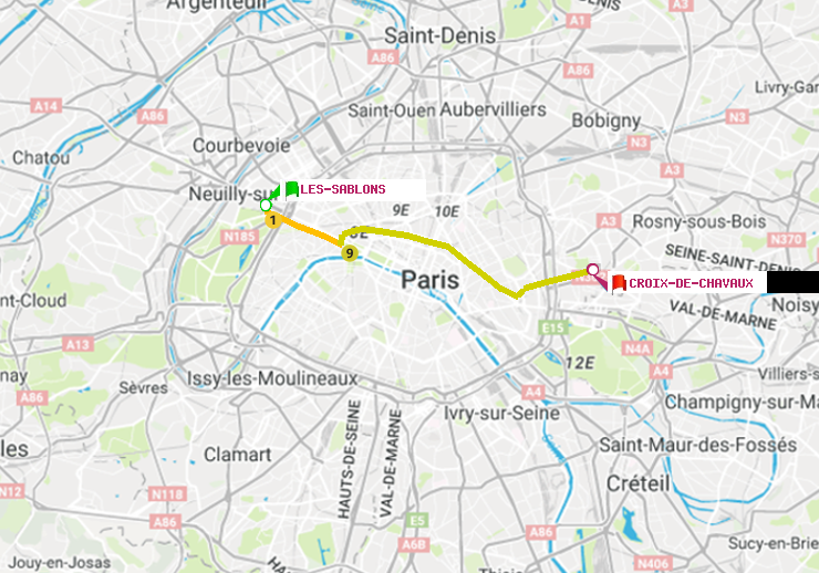 plan itinéraire ratp de Les Sablons (Jardin d