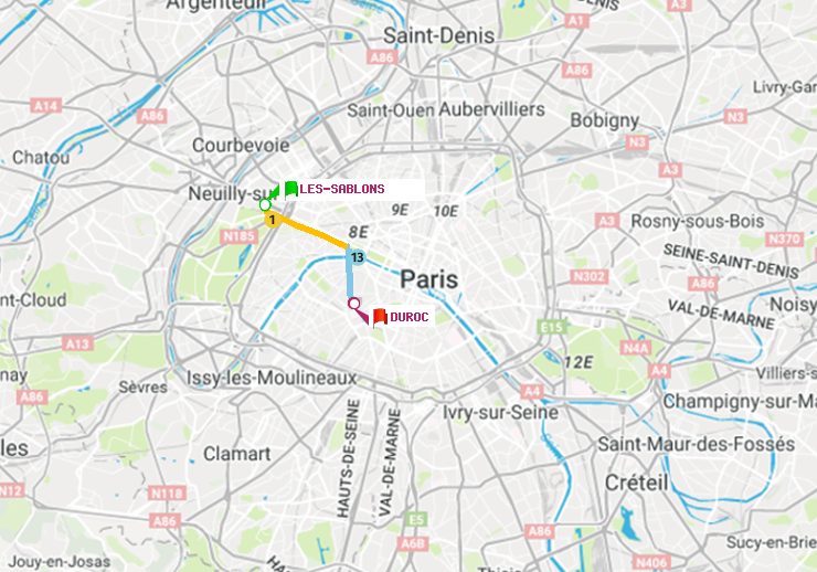 plan itinéraire ratp de Les Sablons (Jardin d