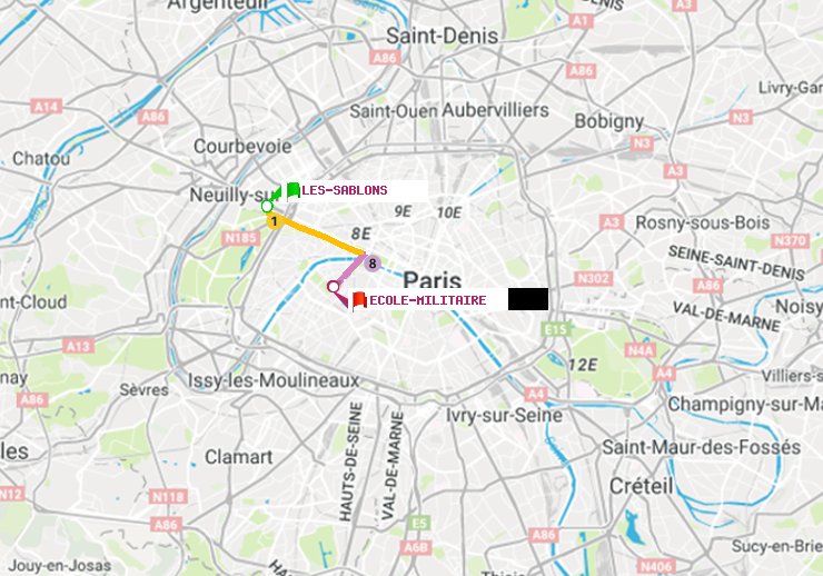 plan itinéraire ratp de Les Sablons (Jardin d