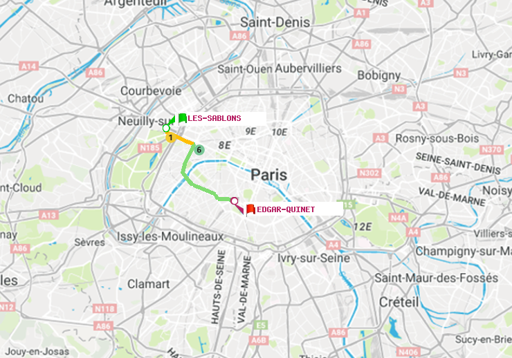 plan itinéraire ratp de Les Sablons (Jardin d