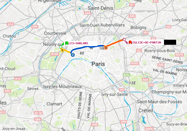 plan itinéraire ratp de Les Sablons (Jardin d
