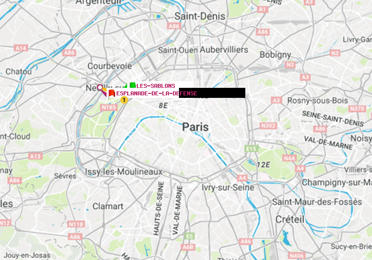 plan itinéraire ratp de Les Sablons (Jardin d