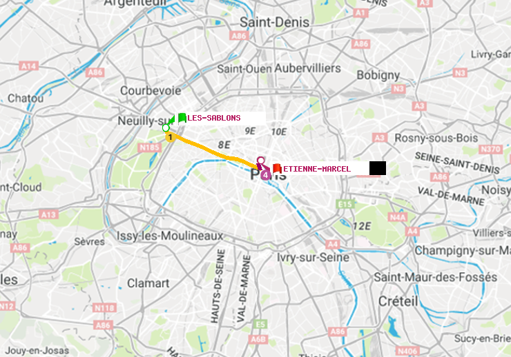 plan itinéraire ratp de Les Sablons (Jardin d
