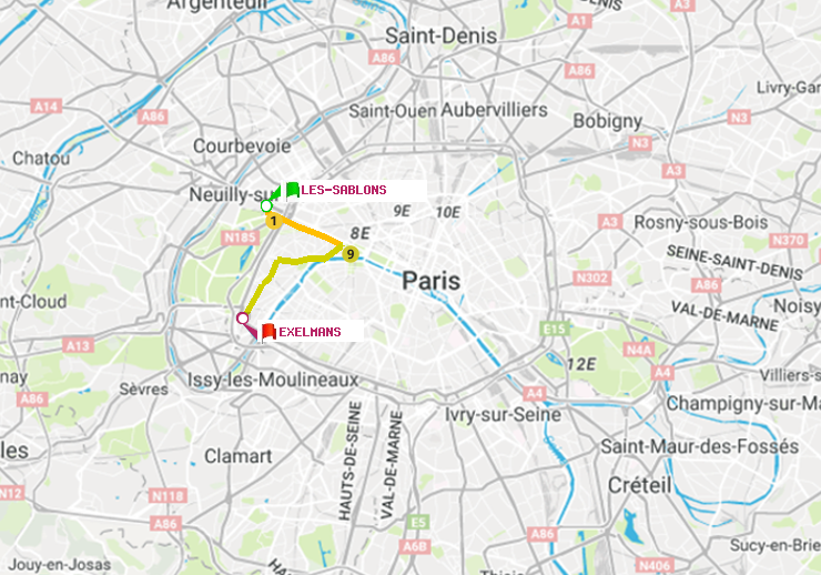 plan itinéraire ratp de Les Sablons (Jardin d