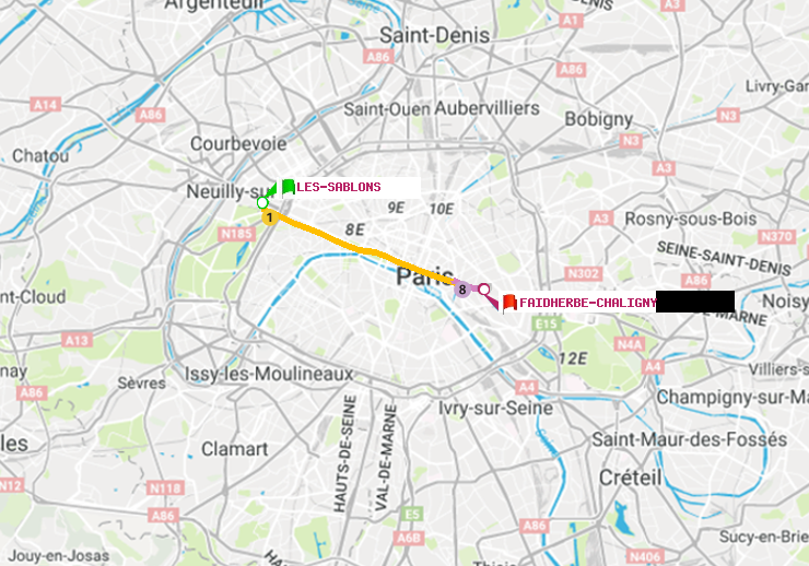 plan itinéraire ratp de Les Sablons (Jardin d