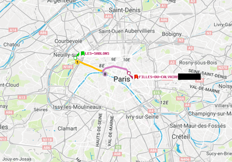plan itinéraire ratp de Les Sablons (Jardin d