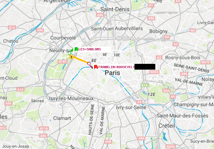 plan itinéraire ratp de Les Sablons (Jardin d