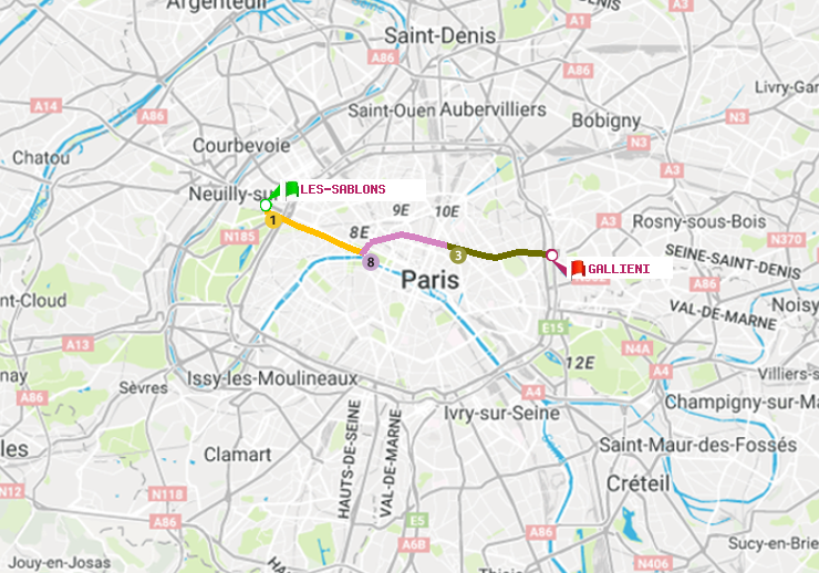 plan itinéraire ratp de Les Sablons (Jardin d