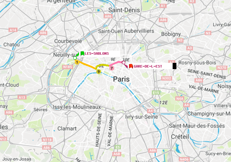 plan itinéraire ratp de Les Sablons (Jardin d