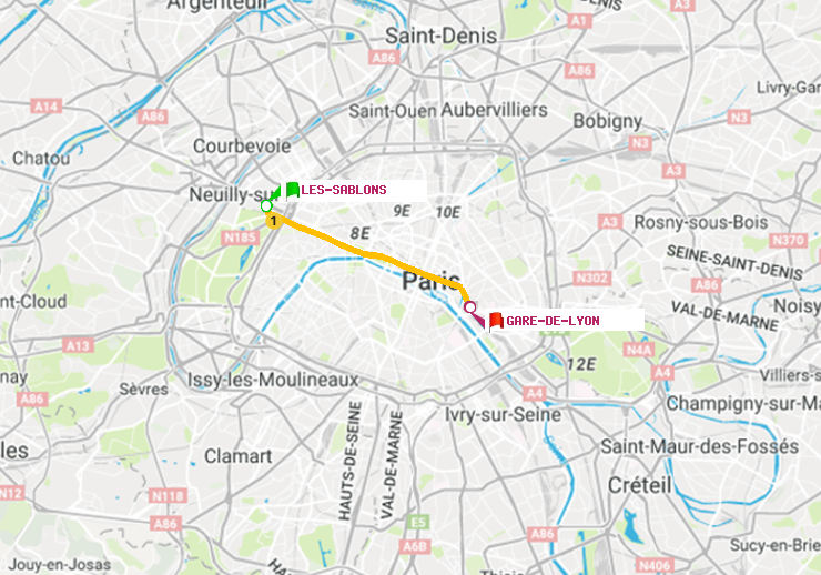 plan itinéraire ratp de Les Sablons (Jardin d