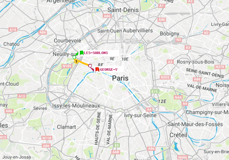 plan itinéraire ratp de Les Sablons (Jardin d