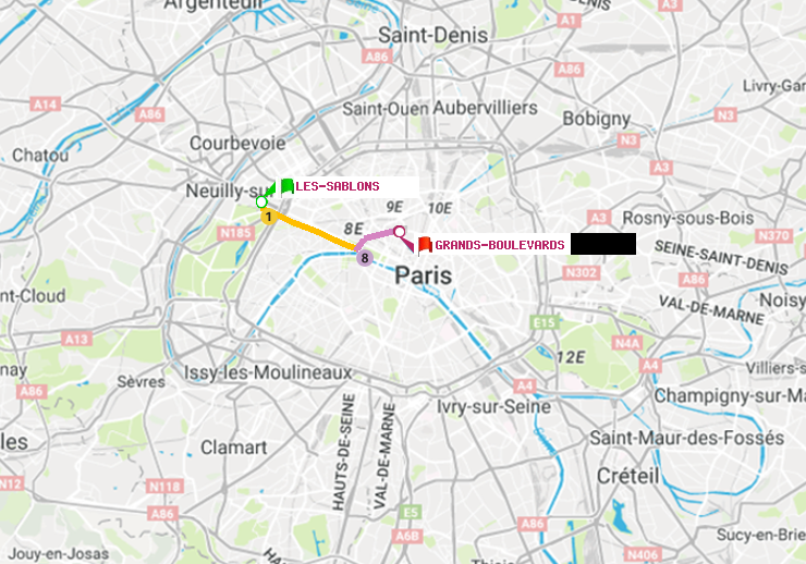 plan itinéraire ratp de Les Sablons (Jardin d