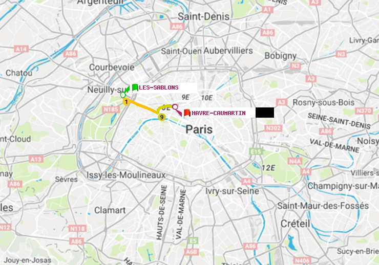 plan itinéraire ratp de Les Sablons (Jardin d