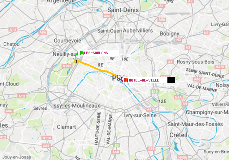 plan itinéraire ratp de Les Sablons (Jardin d