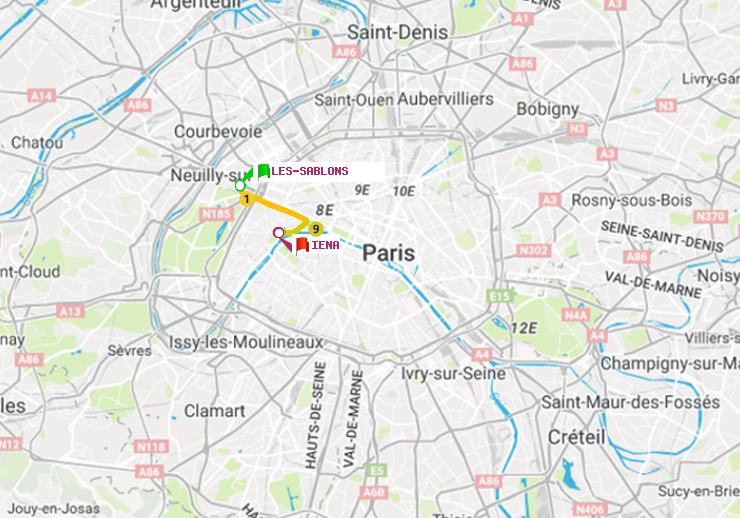 plan itinéraire ratp de Les Sablons (Jardin d