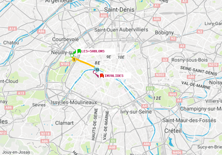 plan itinéraire ratp de Les Sablons (Jardin d
