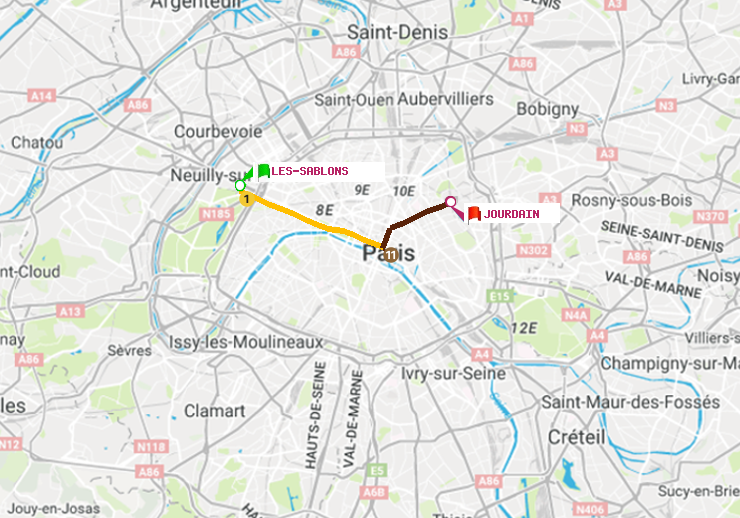 plan itinéraire ratp de Les Sablons (Jardin d