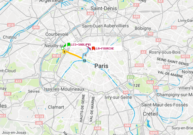 plan itinéraire ratp de Les Sablons (Jardin d