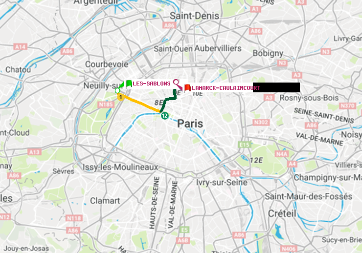plan itinéraire ratp de Les Sablons (Jardin d