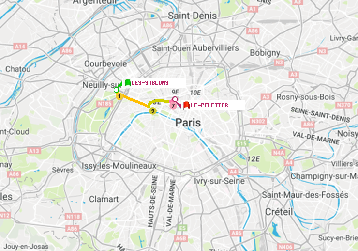 plan itinéraire ratp de Les Sablons (Jardin d
