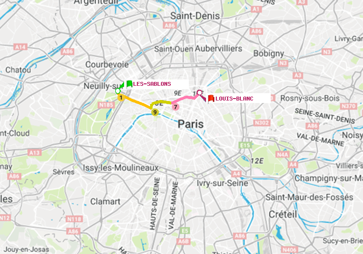 plan itinéraire ratp de Les Sablons (Jardin d