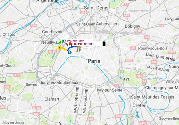 plan itinéraire ratp de Les Sablons (Jardin d