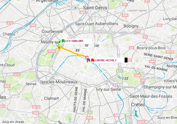 plan itinéraire ratp de Les Sablons (Jardin d