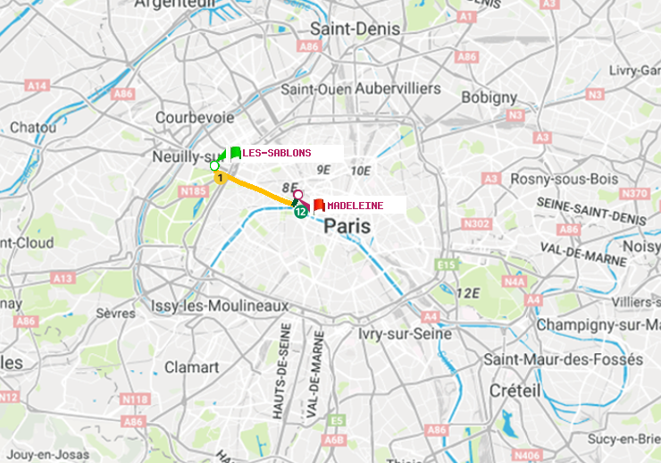 plan itinéraire ratp de Les Sablons (Jardin d