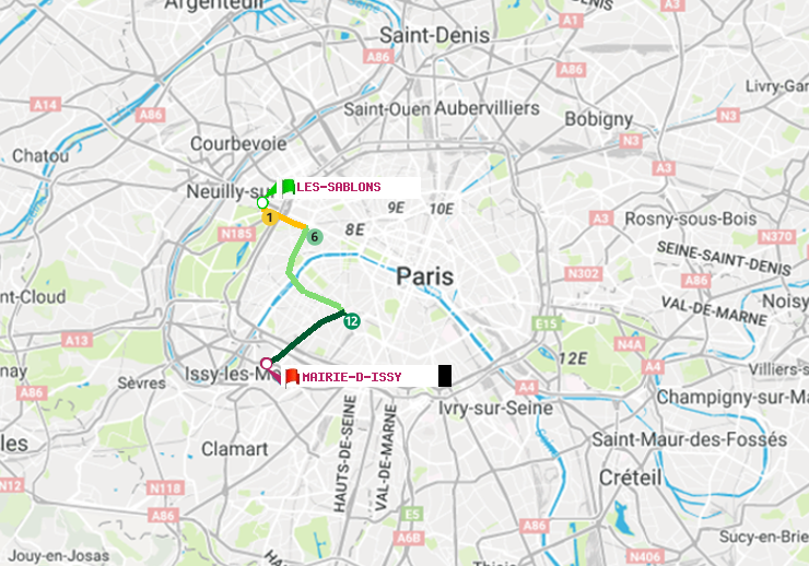 plan itinéraire ratp de Les Sablons (Jardin d