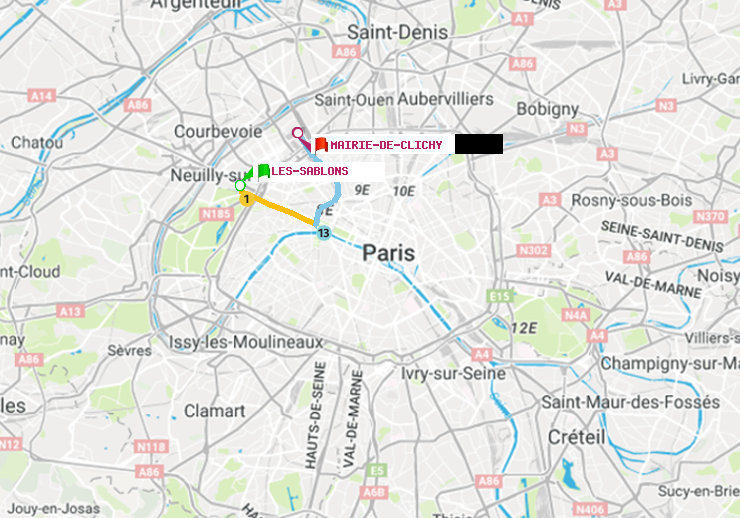 plan itinéraire ratp de Les Sablons (Jardin d