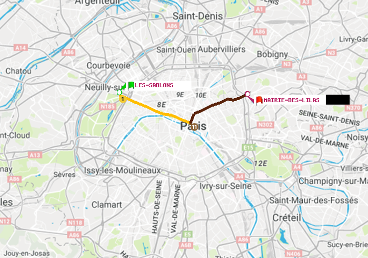 plan itinéraire ratp de Les Sablons (Jardin d