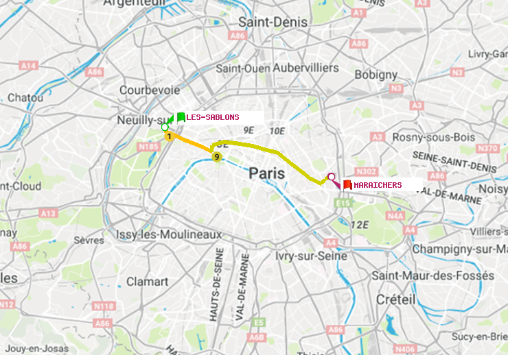 plan itinéraire ratp de Les Sablons (Jardin d