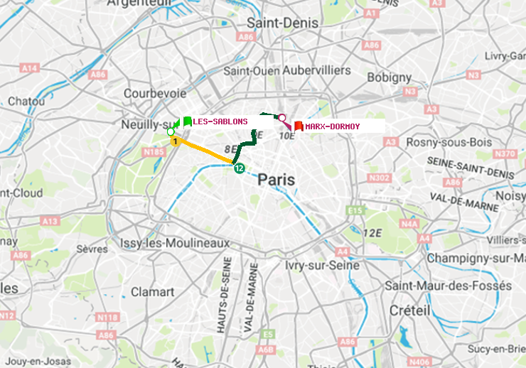 plan itinéraire ratp de Les Sablons (Jardin d