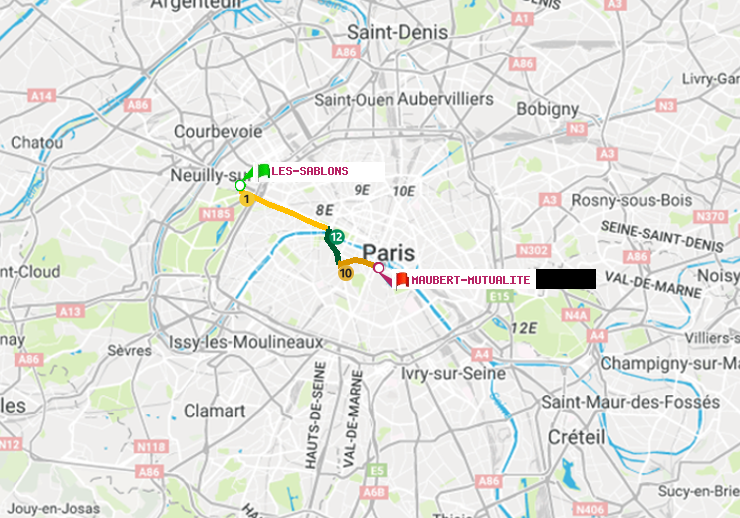 plan itinéraire ratp de Les Sablons (Jardin d