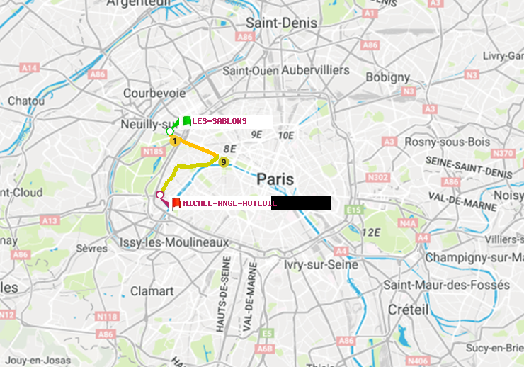 plan itinéraire ratp de Les Sablons (Jardin d