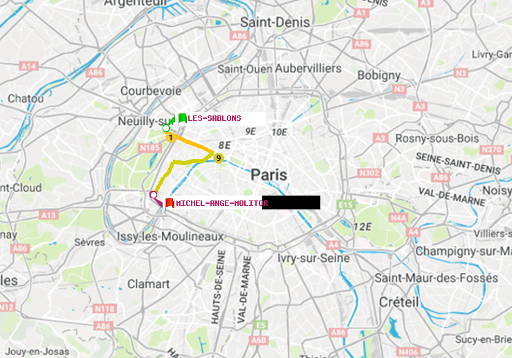 plan itinéraire ratp de Les Sablons (Jardin d