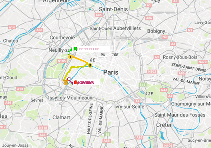 plan itinéraire ratp de Les Sablons (Jardin d