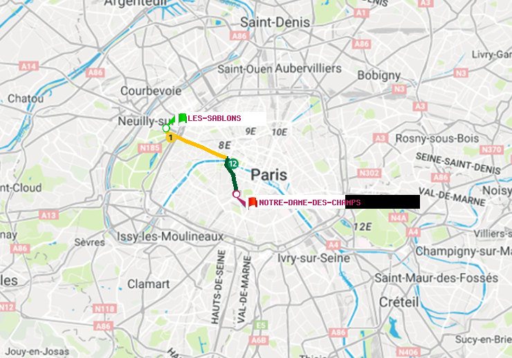 plan itinéraire ratp de Les Sablons (Jardin d