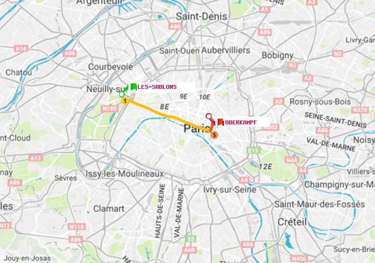 plan itinéraire ratp de Les Sablons (Jardin d