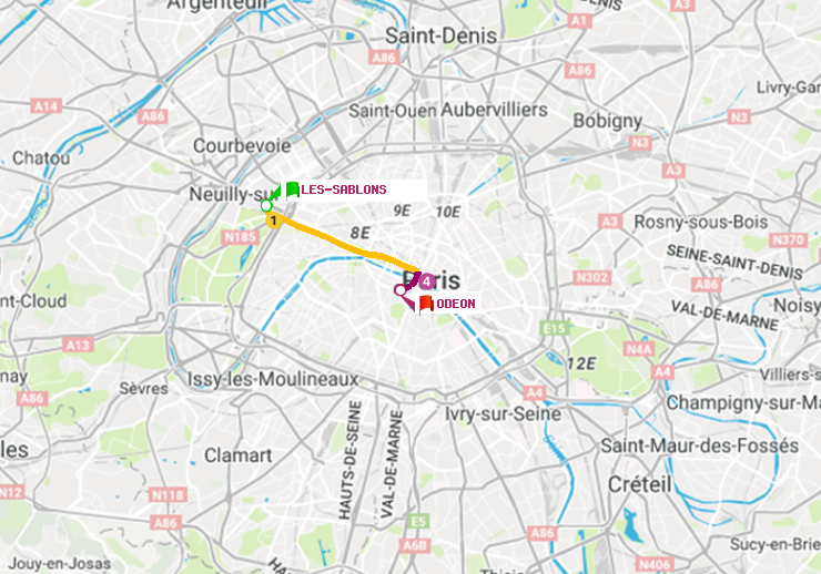 plan itinéraire ratp de Les Sablons (Jardin d