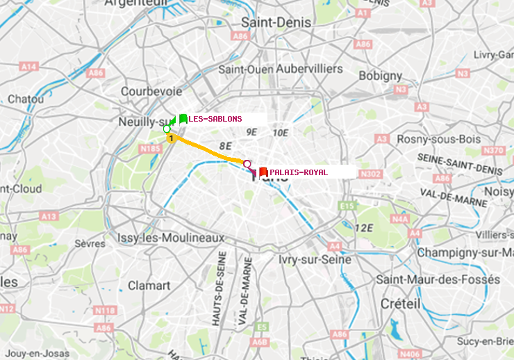 plan itinéraire ratp de Les Sablons (Jardin d