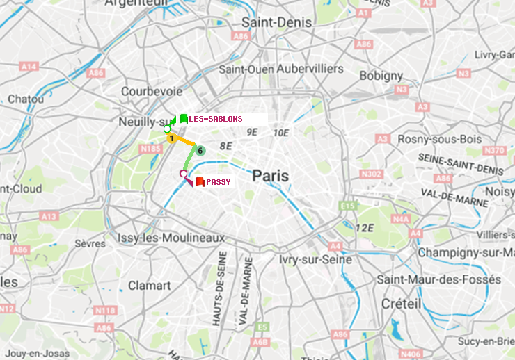 plan itinéraire ratp de Les Sablons (Jardin d