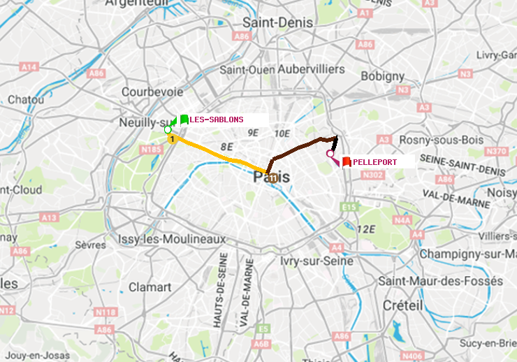 plan itinéraire ratp de Les Sablons (Jardin d